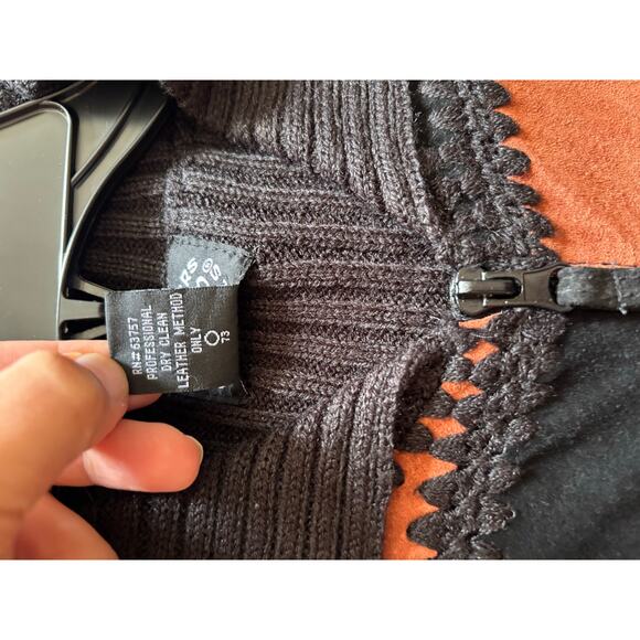 Vintage Designers Originals Women’s Patchwork Sweater Vest Zip Up Leather PL - Picture 5 of 6